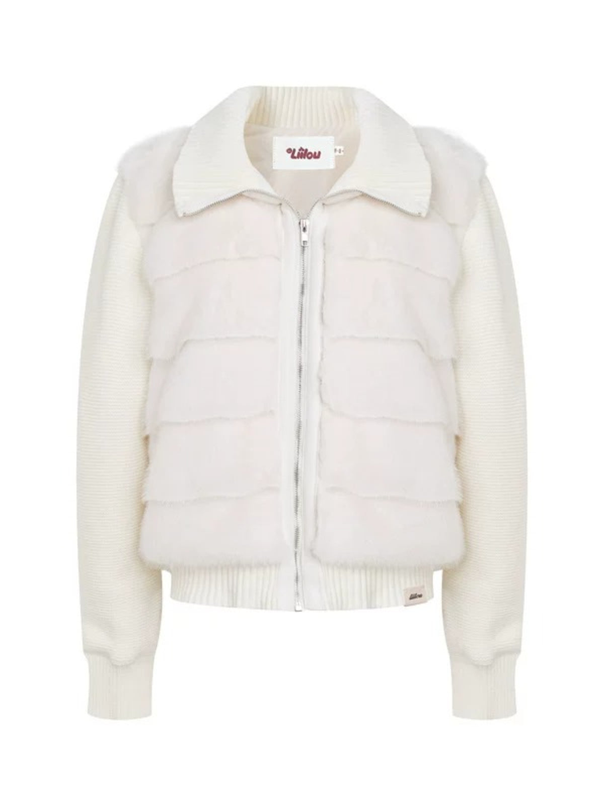 Faux Fur Knit Sleeve Down Jacket