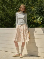 Pleated Floral Skirt