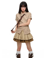 Korean Slim Waist Checkered Shirt