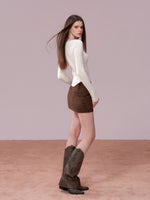 Ribbed Button Waist Knit T-shirt