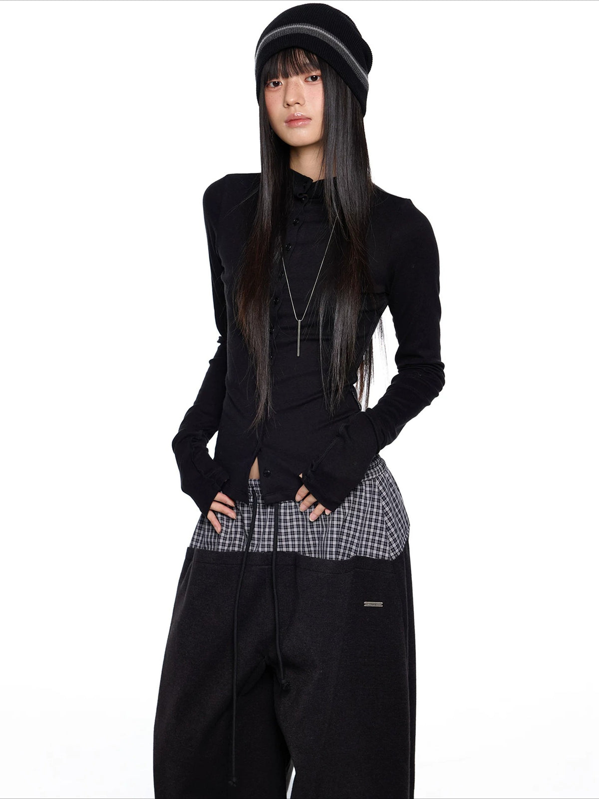 Slim Pleated Long Sleeve Top
