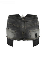 Cross Cutout Denim Shorts