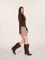 Fox Fur Trim Layered Halter Knit Top