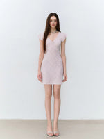 Lace Patchwork Knit V-neck Dress