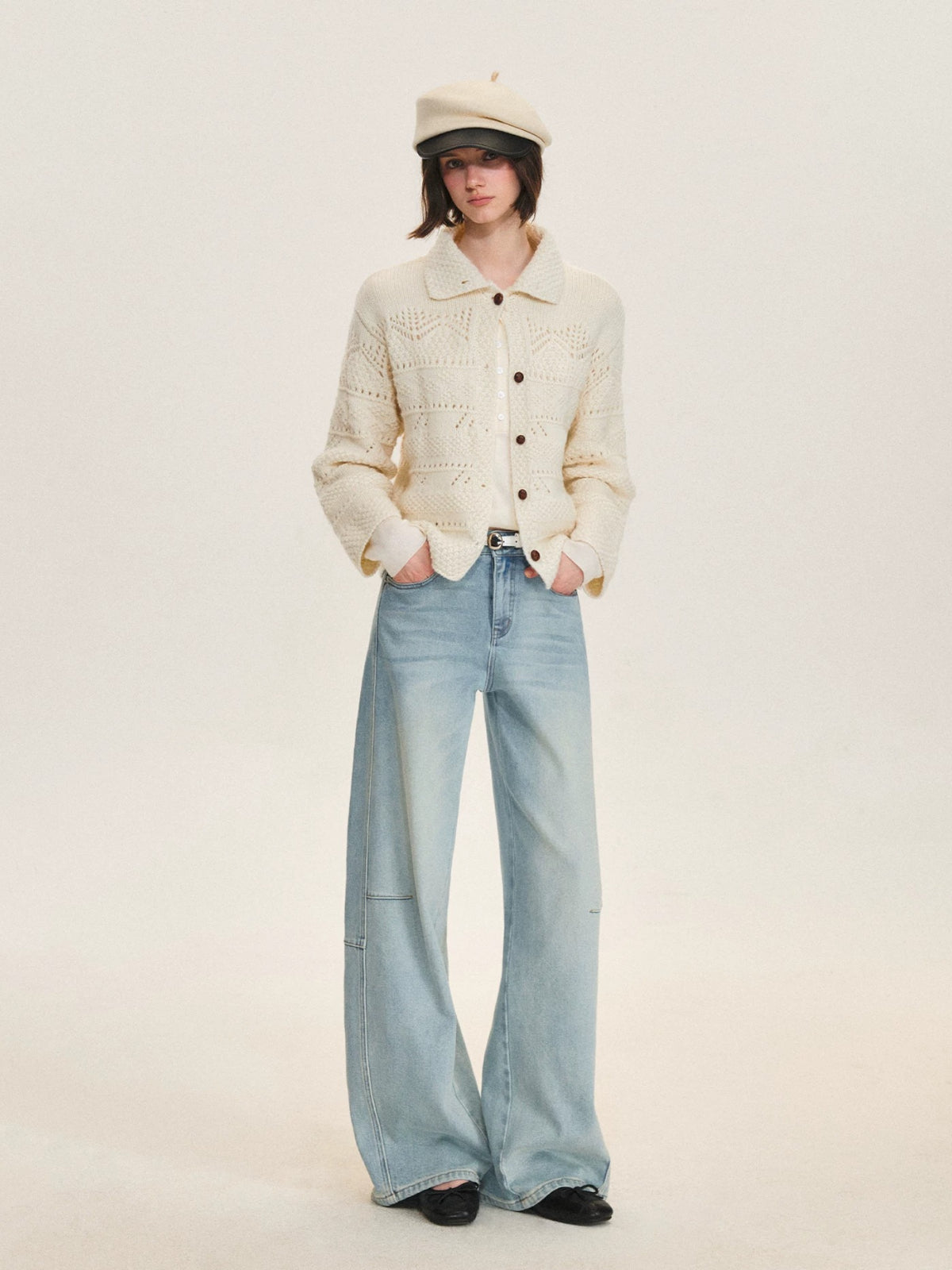 Handcrafted Wool Crochet Collar Cardigan