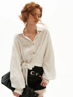Striped Tie Waist Blouse