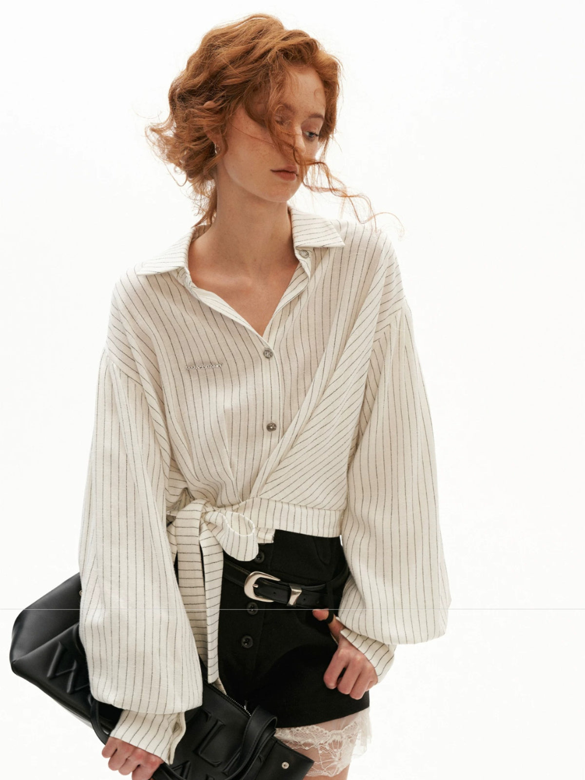 Striped Tie Waist Blouse