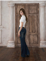 Rivet Low-Rise Flare Jeans
