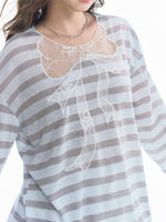 Lace Bow Stripe Top