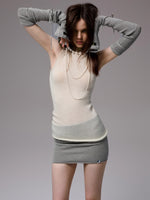 Solid Mohair High-Neck Sleeveless Vest