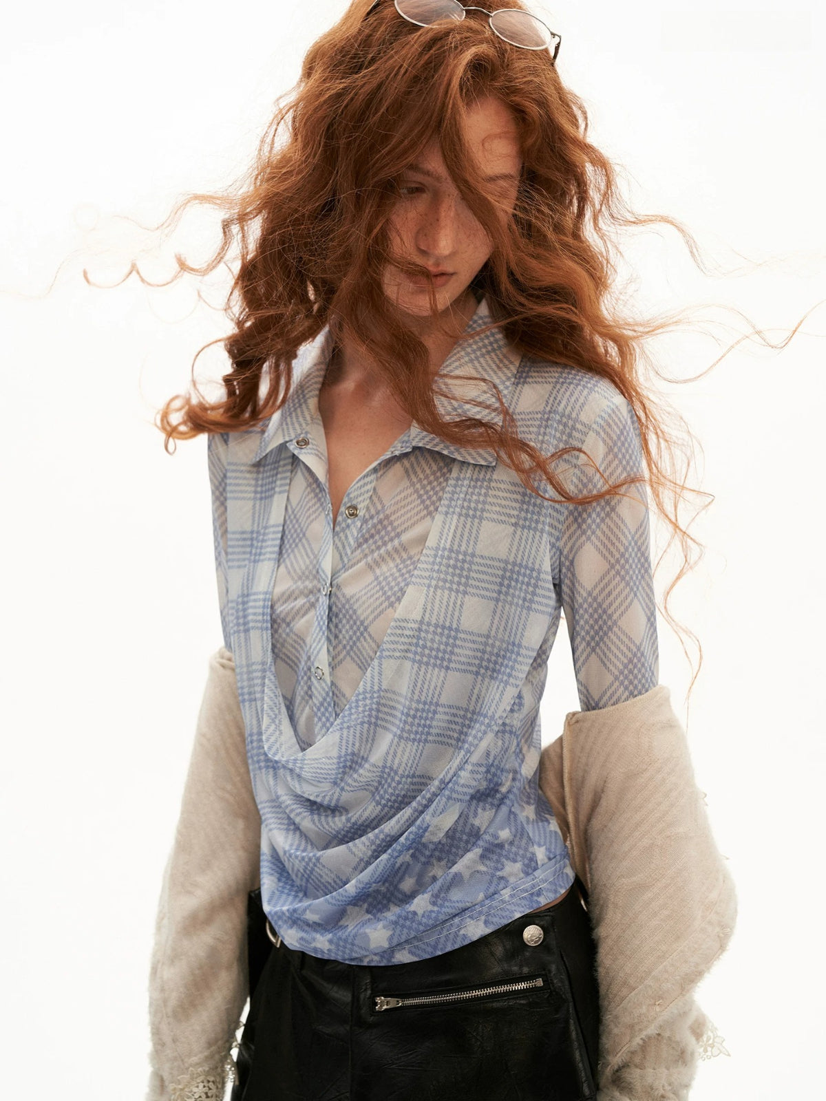 Plaid Layered Slim Shirt