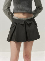 Contrast Pleated Mini Skirt