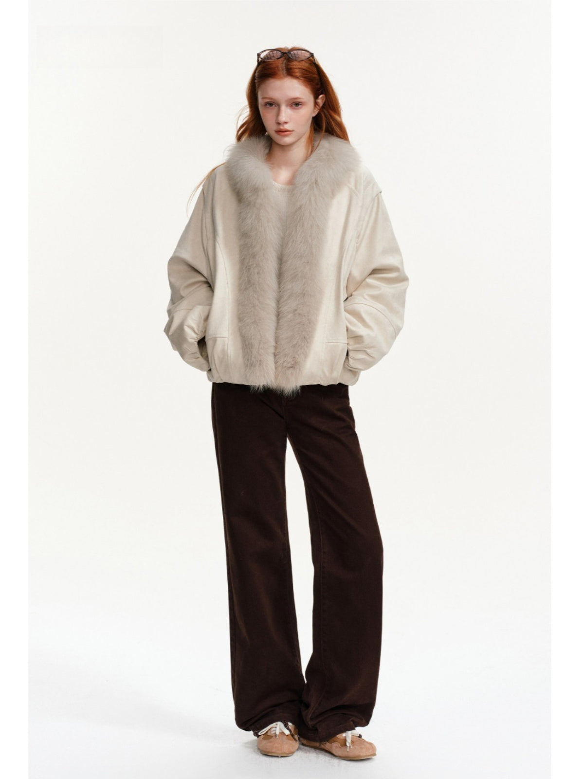 Fox Fur Loose Cropped Thick Coat