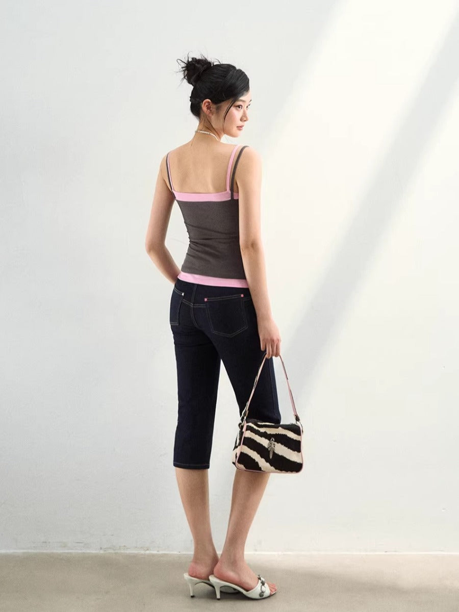 Contrast Lace Strap Tank