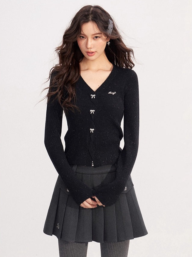 V-neck Shiny Yarn Knit Base Layer