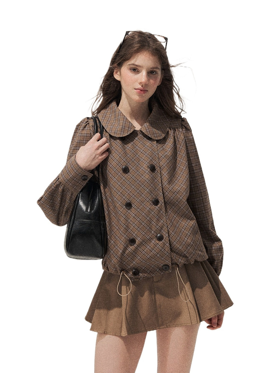 Plaid Peter Pan Trench Set
