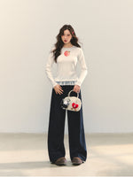 Fruit Print Lace-spliced T-Shirt