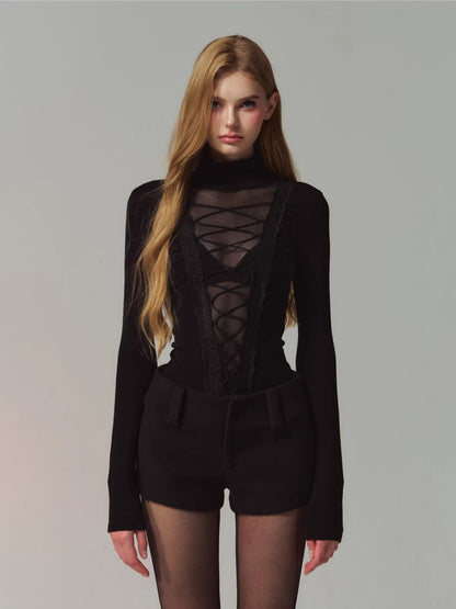 Low Rise Wool Mini Shorts