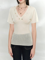 Cutout V-Neck Knit Top