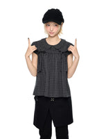 Plaid Collar Tie Blouse