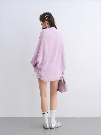 Mohair Knit Cardigan Vest Set