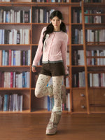 Soft Cable Knit Contrast Cardigan Sweater