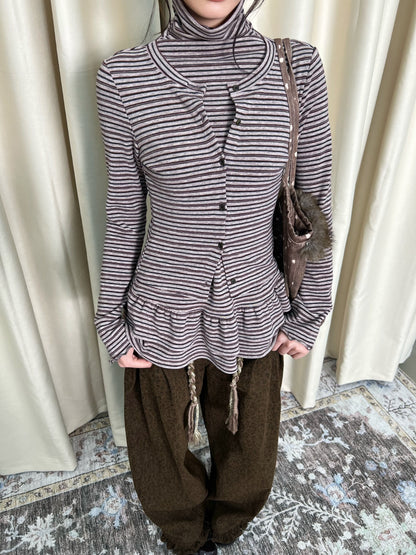 Ruffle Layered-Look Mock-Neck Top