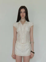 Acetate Sheer Shirt & Skirt Set