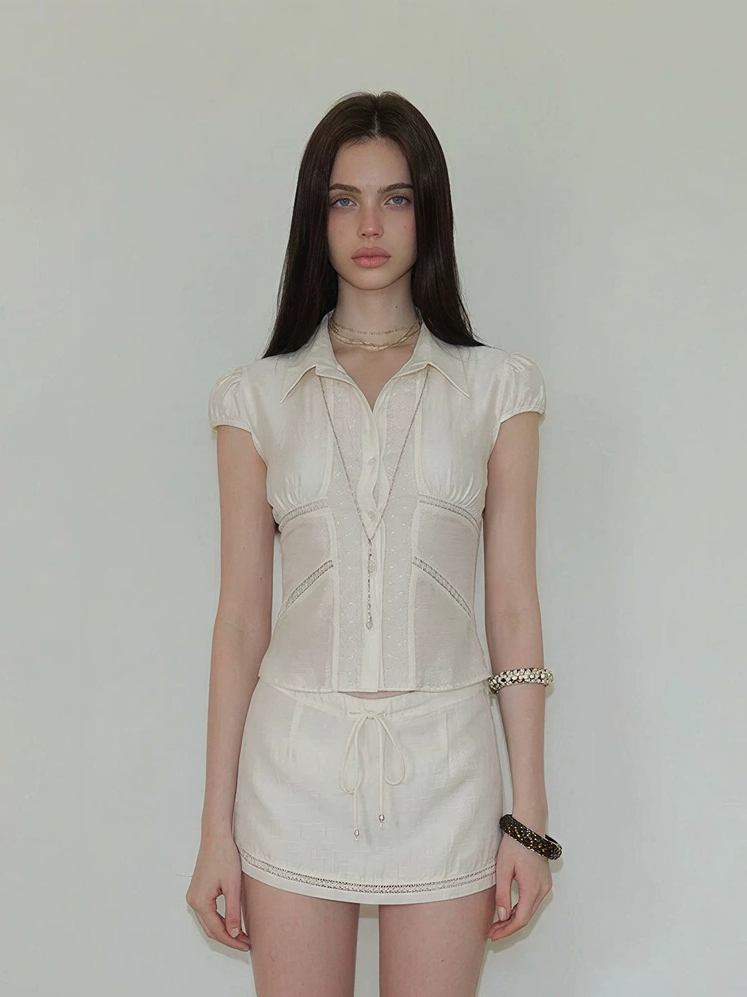Acetate Sheer Shirt &amp; Skirt Set