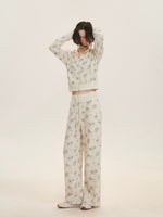 Floral Waffle Hoodie & Pants Set