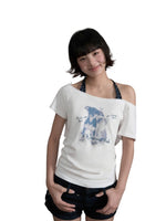 Dog Print Off-Shoulder Top