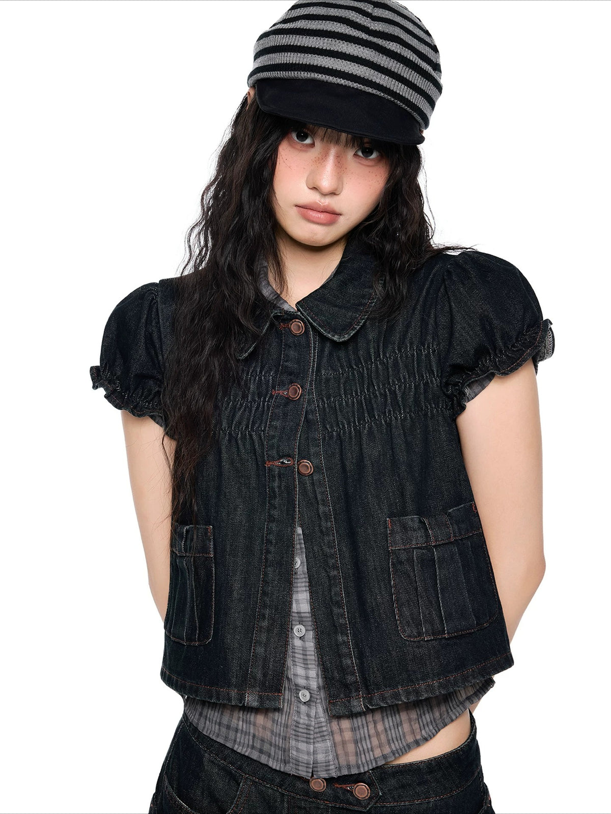 Puff Sleeve Denim Set