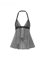 Backless V-Neck Halter Top
