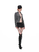 Double-Collar Faux Leather Jacket