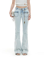 Blue Braided Flare Jeans