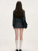 Gray Bowknot Tailored Skirt