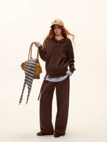 Plaid Trim Sweatshirt Set