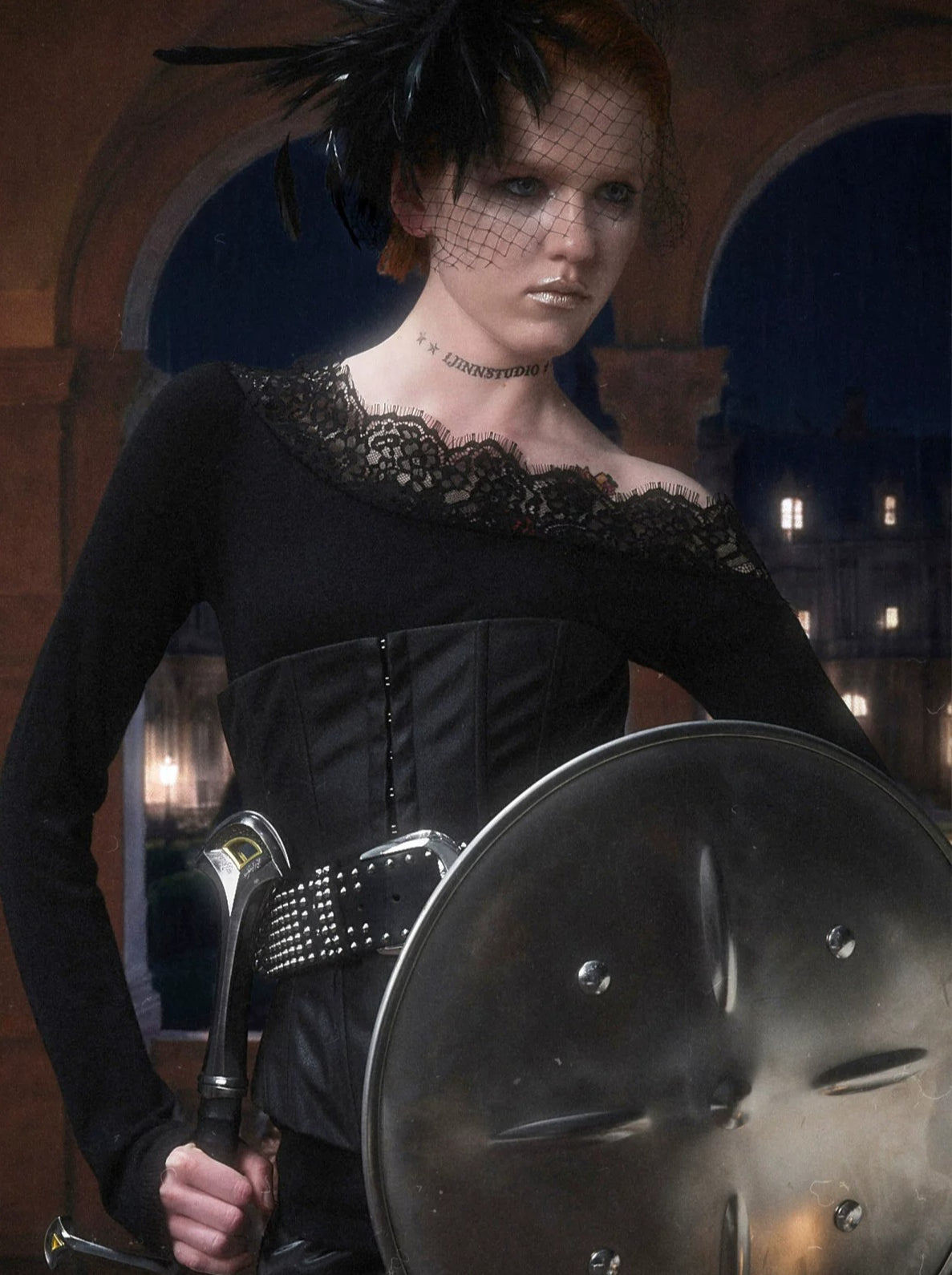 Washed Leather Corset Top