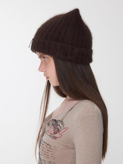 Knitted Cat-Ear Beanie with Hand-Stitched Label