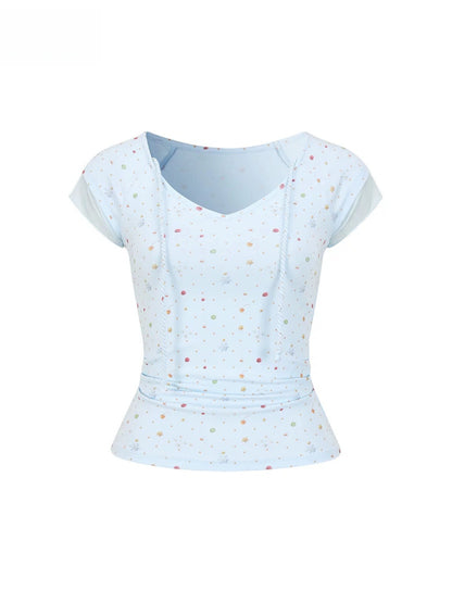 Mesh Panel V-Neck T-shirt