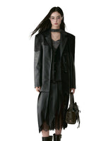 Structured Laced Leather Blazer
