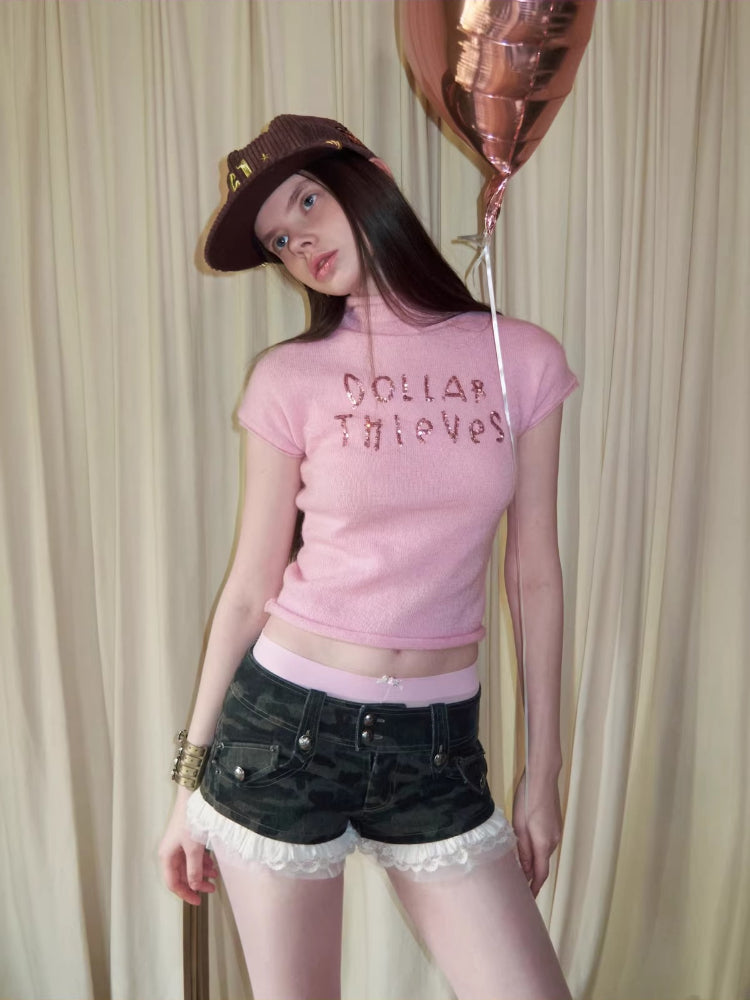 Mohair Sequin Knit Top