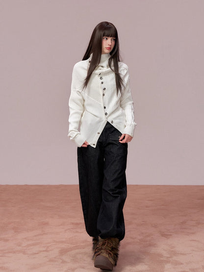 Colorblock Double Waistband Denim Pants