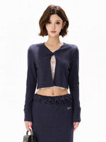 Navy Lace Layered Knit Set