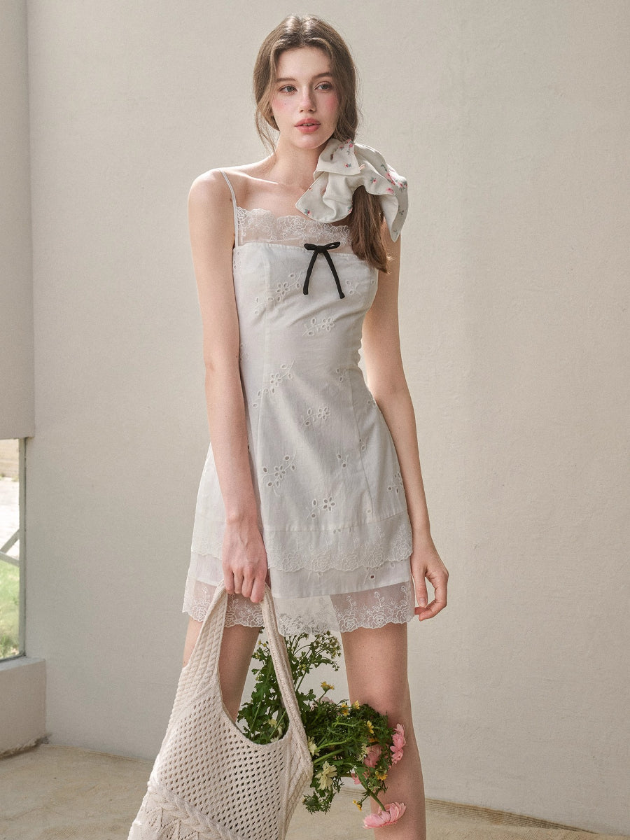 Cotton Embroidered Lace Slip Dress
