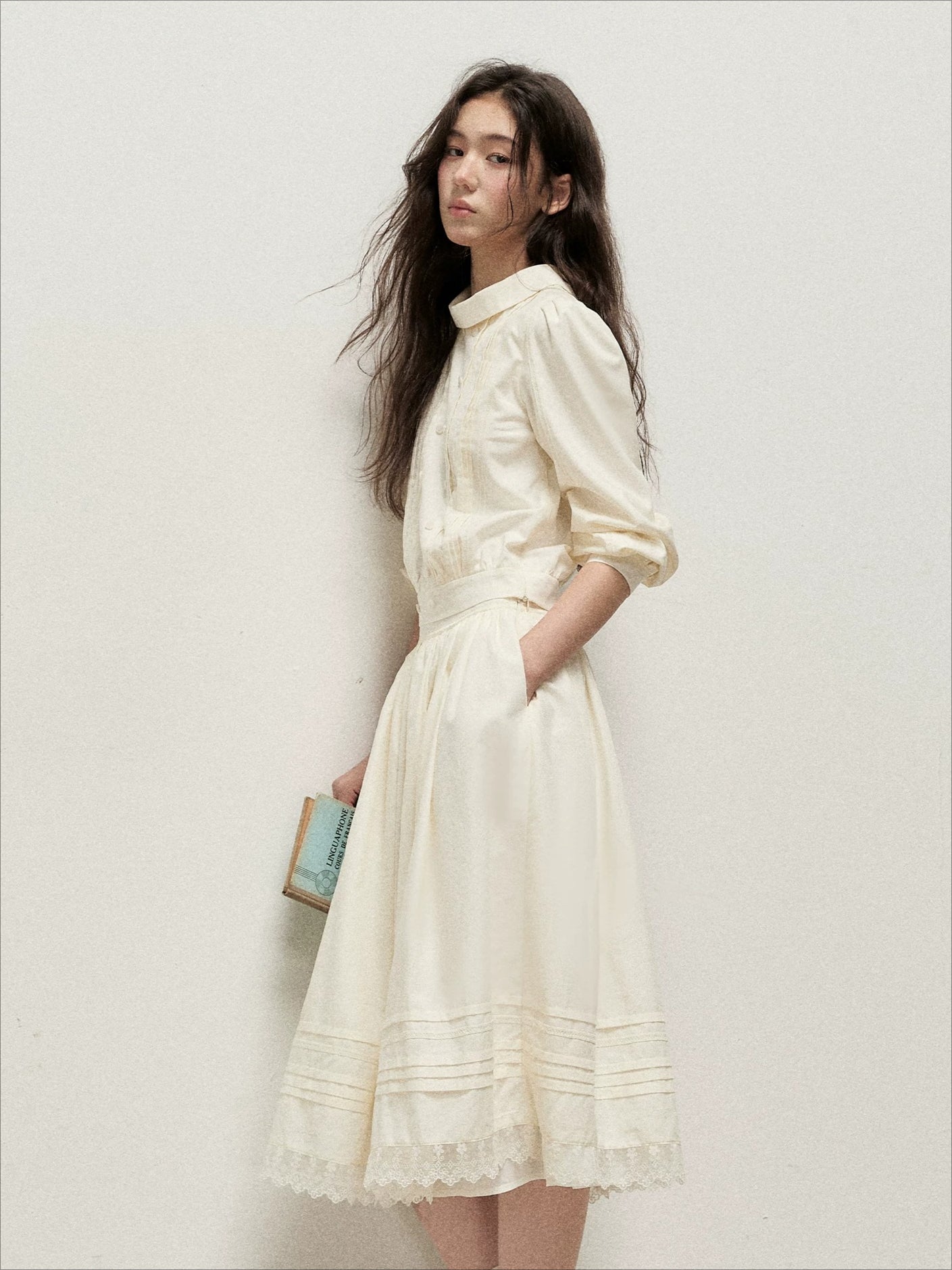 Lace Mock Neck Skirt Set