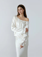 Off-Shoulder Lace Sweatshirt