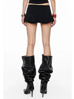 Black Halter Lace Trim Skirt Set