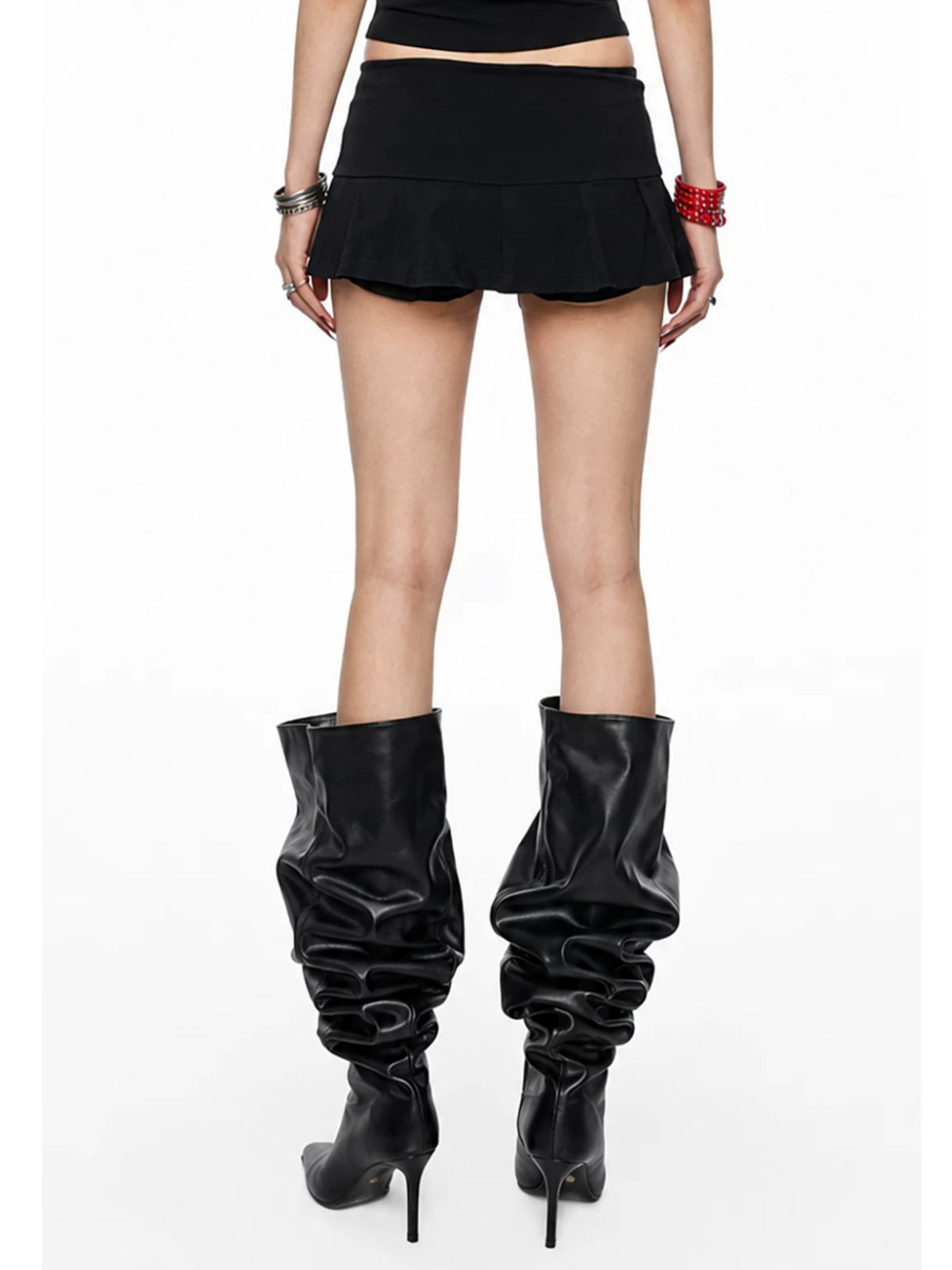Black Halter Lace Trim Skirt Set