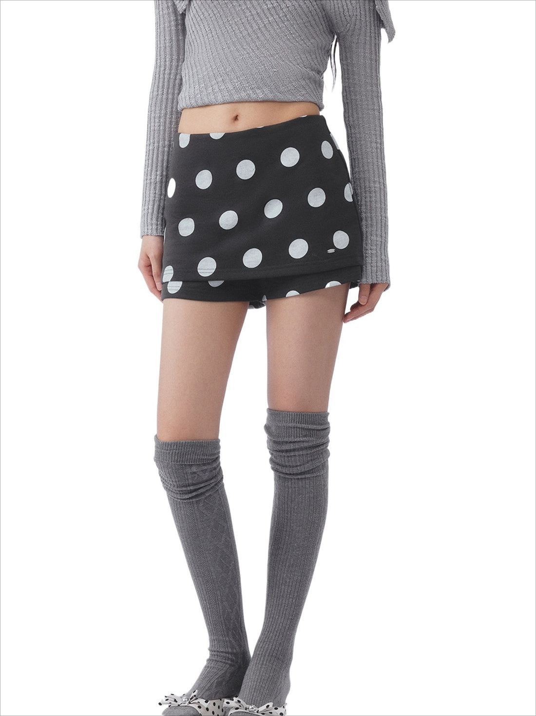 Gray Polka Dot Skort